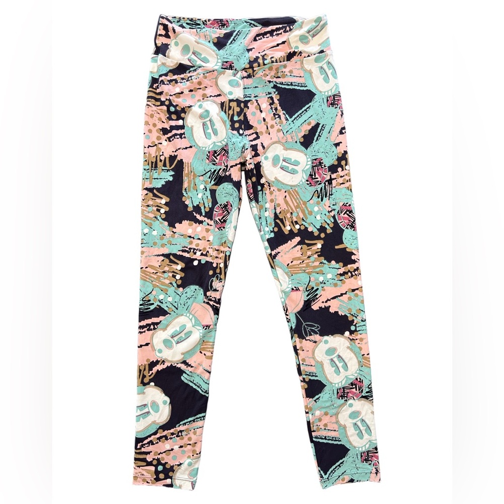 LulaRoe Disney whimsical playful colorful Minnie Mouse graffiti print leggings